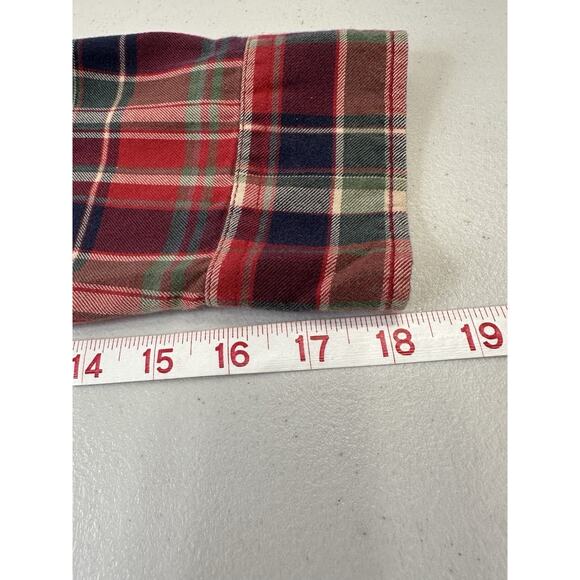 Lauren Ralph Lauren Women's Red Large Button Down Flannel Plaid Roll Sleeve Tab - Picture 4 of 9